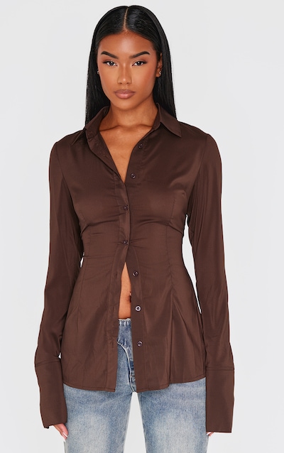 Dark Chocolate Chiffon Fitted Shirt
