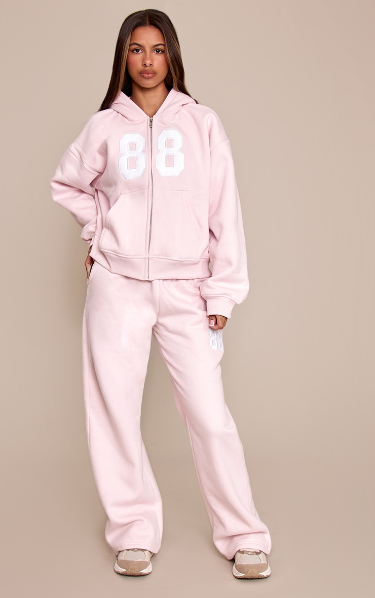 Petite Baby Pink Graphic Wide Leg Sweatpants image 2