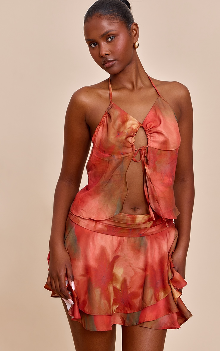 Multi Floral Printed Ruffle Hem Mini Skirt | Co-ords