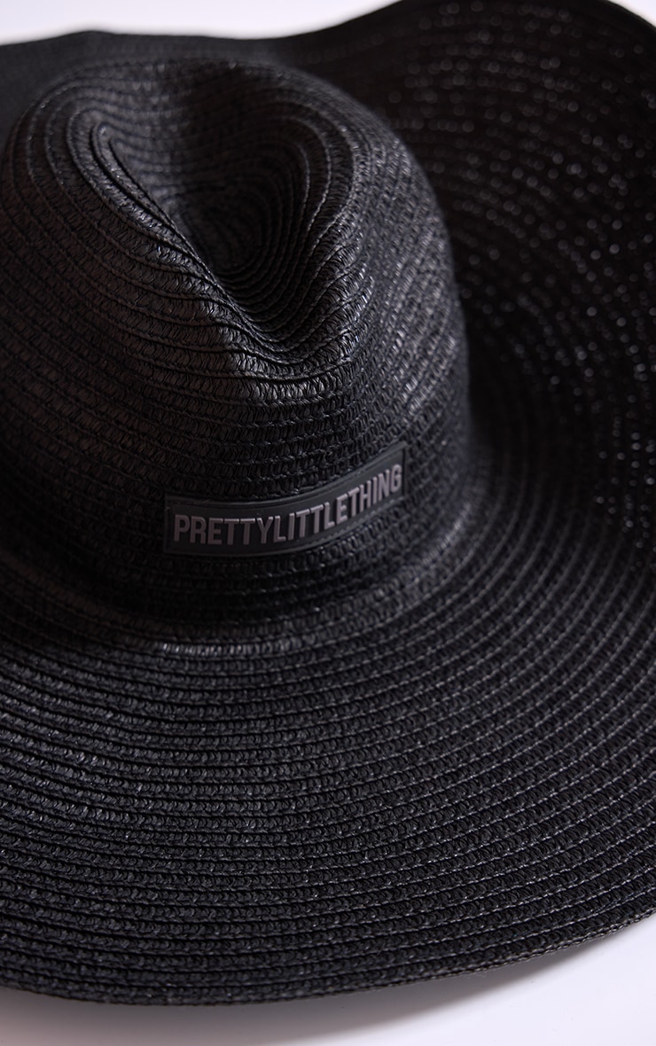 PRETTYLITTLETHING Chapeau de soleil XXL en raphia noir image 2