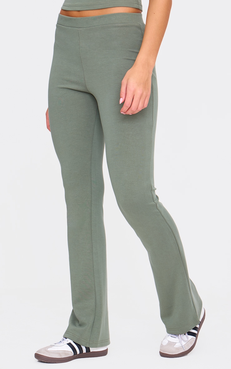 Khaki Premium Soft Touch Skinny Flare Trousers image 2