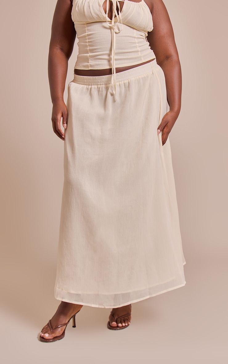 Plus Butter Cream Chiffon Maxi Floaty Skirt image 2