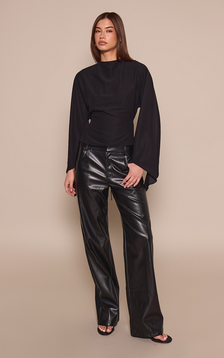 Black Chiffon Back Tie Detail Floaty Top  image 3