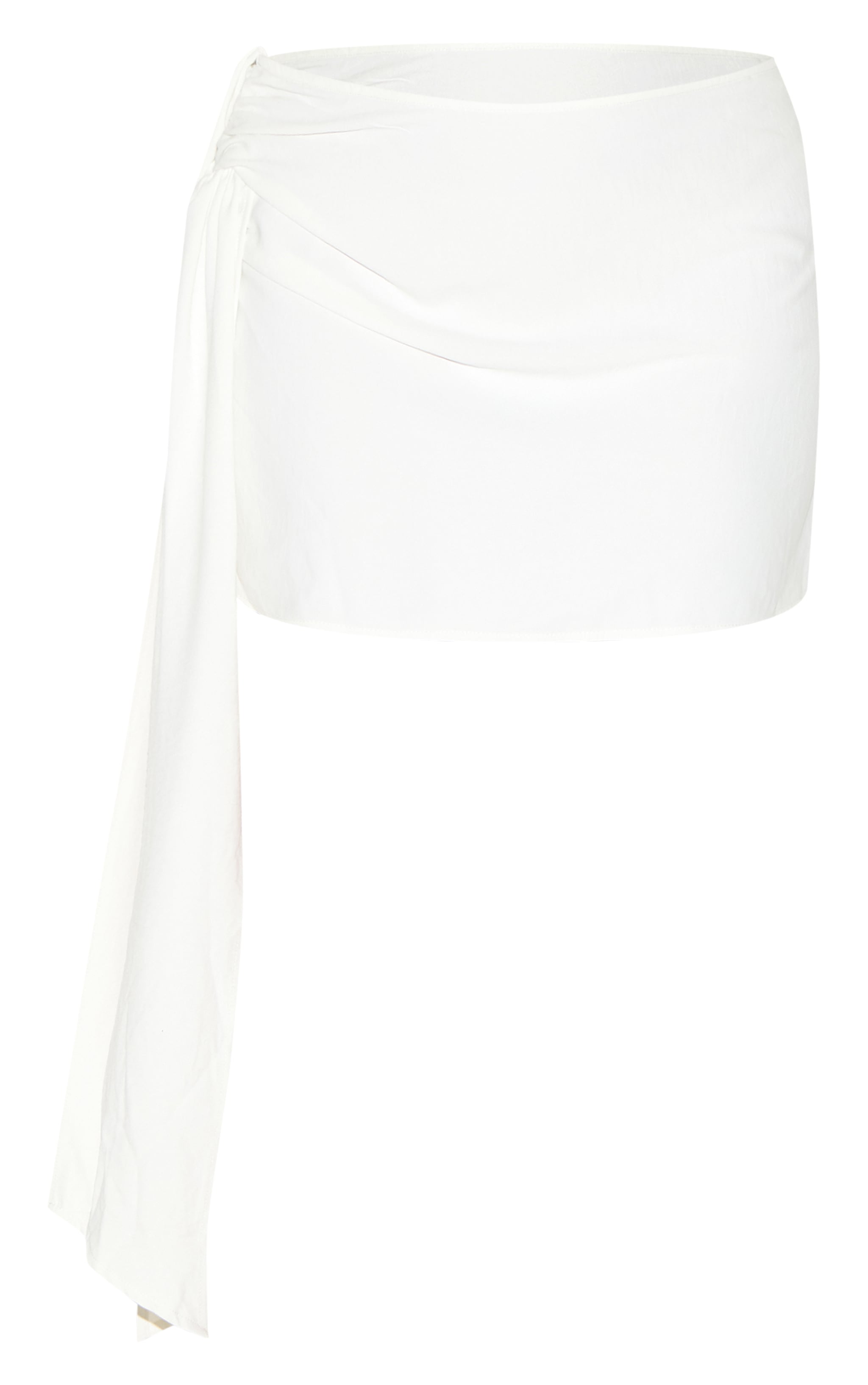 Plus Cream Floaty Woven Knot Side Mini Skirt image 6