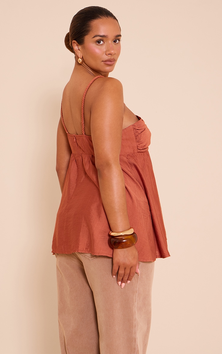 Shape Rust Plaited Strappy Peplum Top image 2