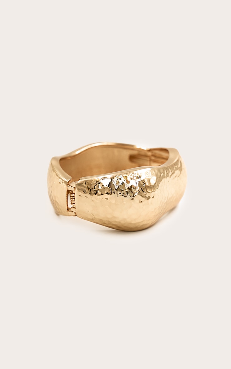 Gold Textured Clasp Bangle image 3