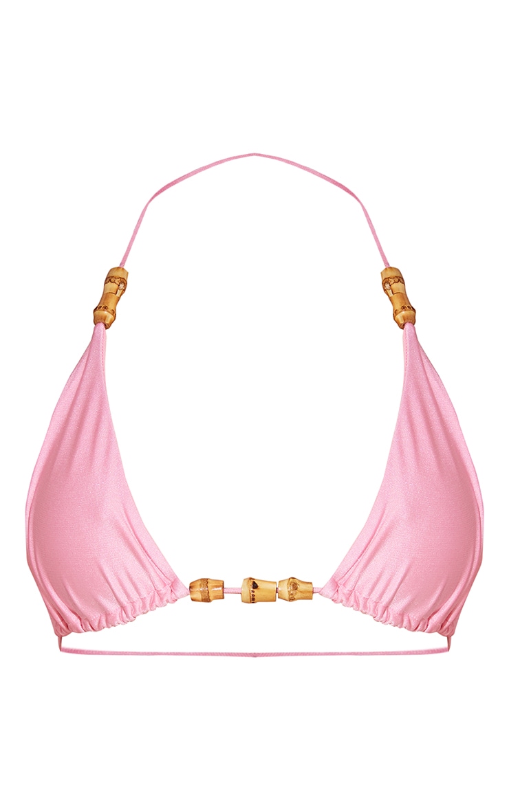 Dusty Pink Wooden Bead Triangle Bikini Top image 5