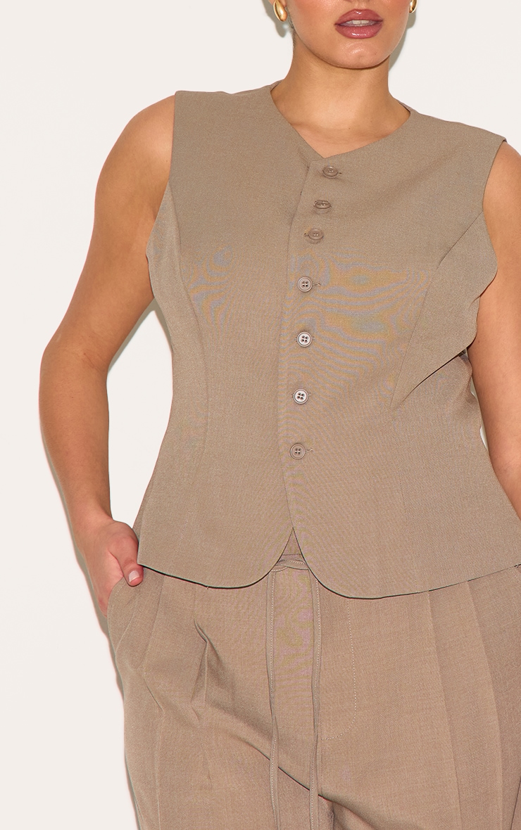Plus Taupe Tailored Woven Vest image 4