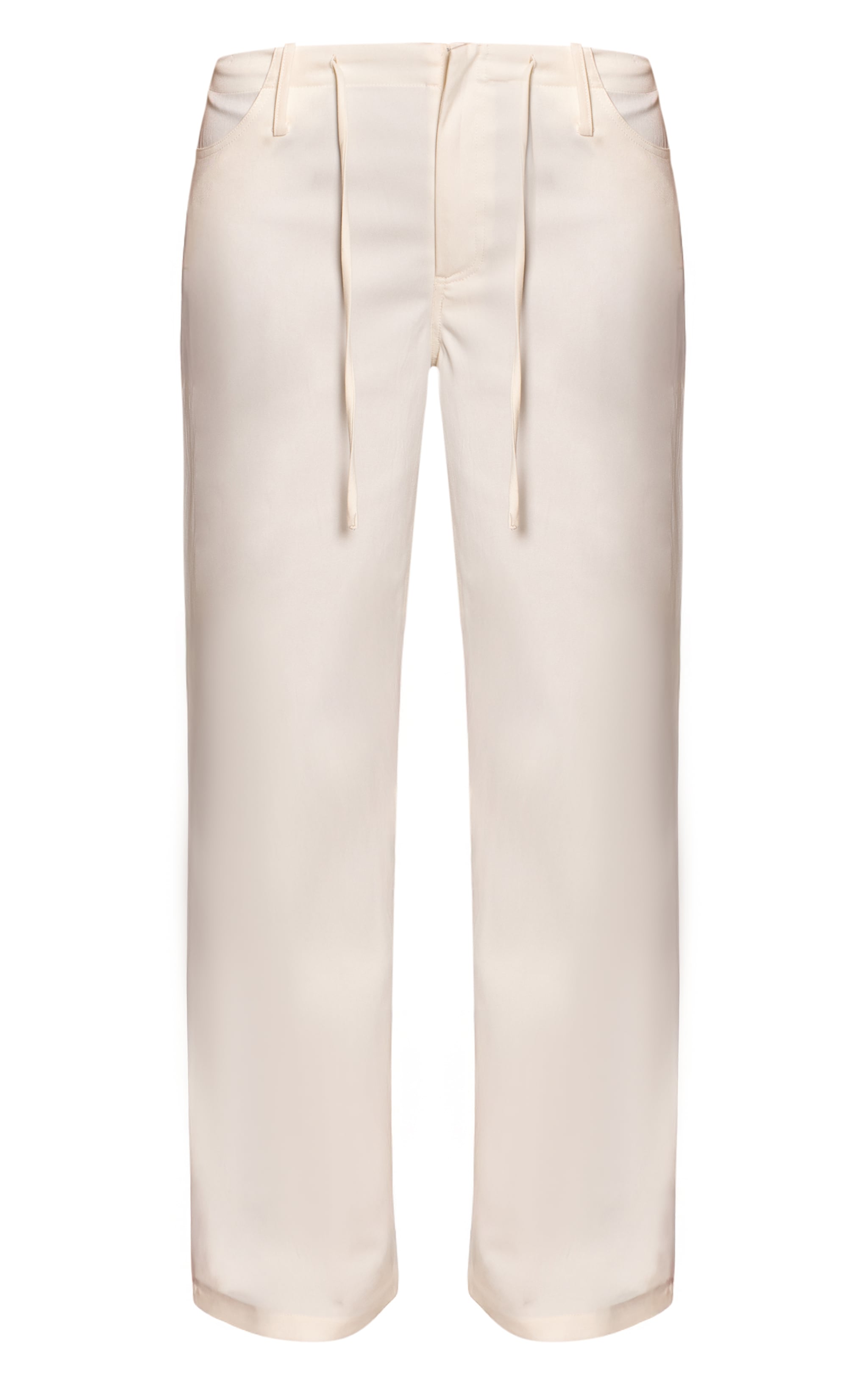 Cream Woven Tie Waist Wide Leg Trousers  image 5