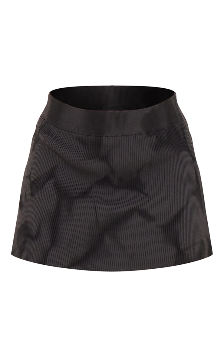 Charcoal Tie Dye Rib Knit Mini Skirt image 1