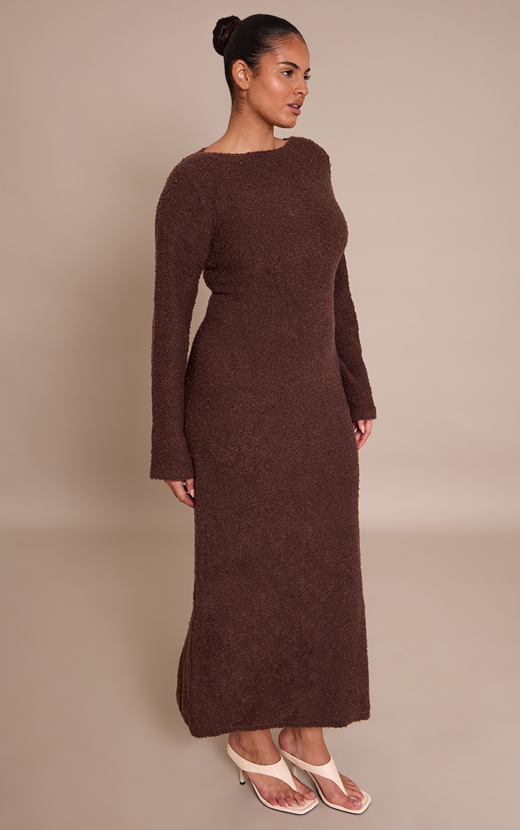 Plus Chocolate Bobble Knit Knitted Maxi Dress  image 3