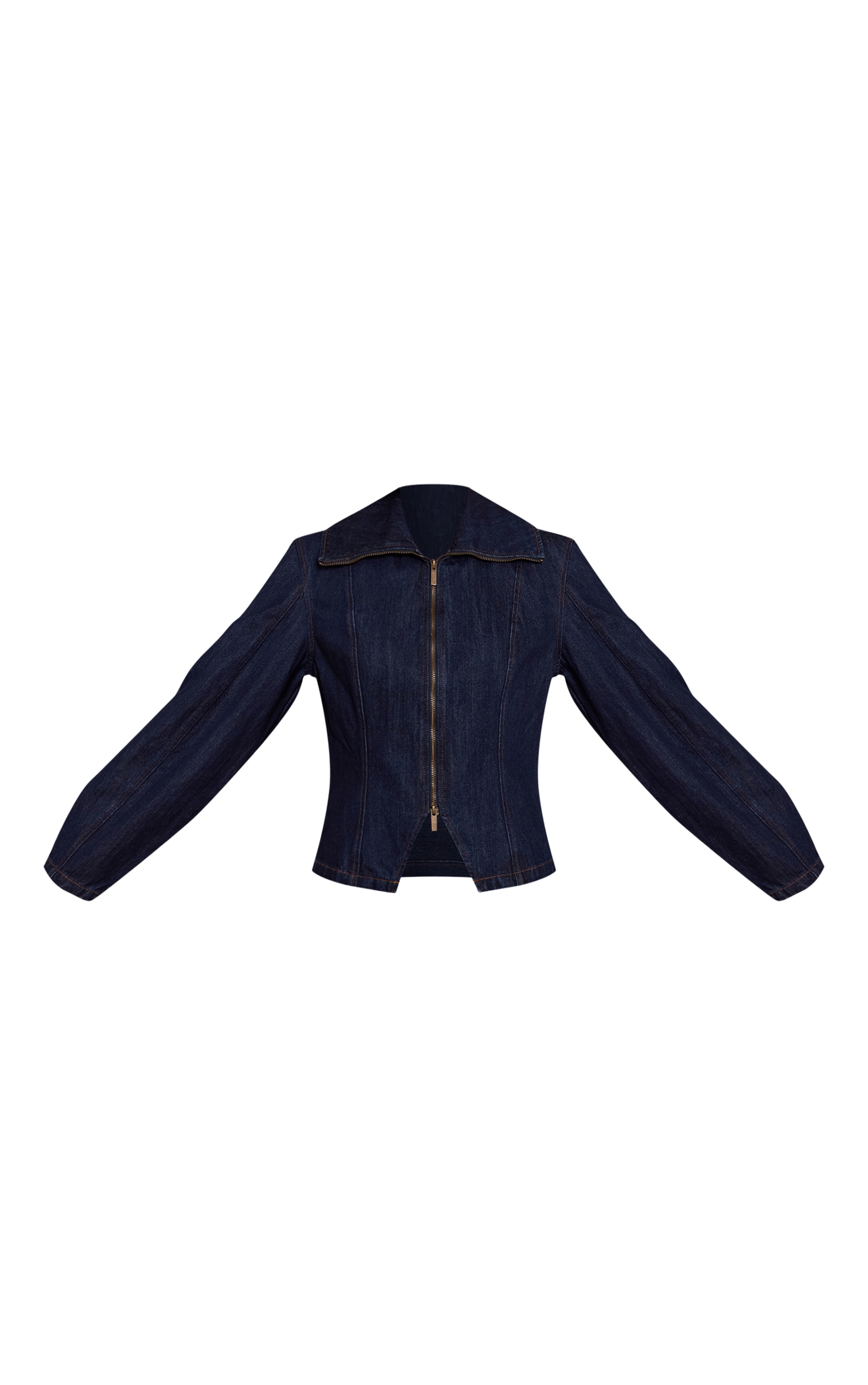 Indigo Sailor Collar Double Ended Zip Cinch Jacket image 5