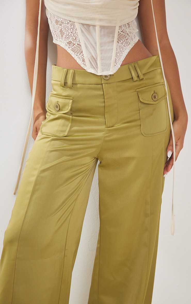 Petite Pantalon cargo droit vert olive à détail poches image 4