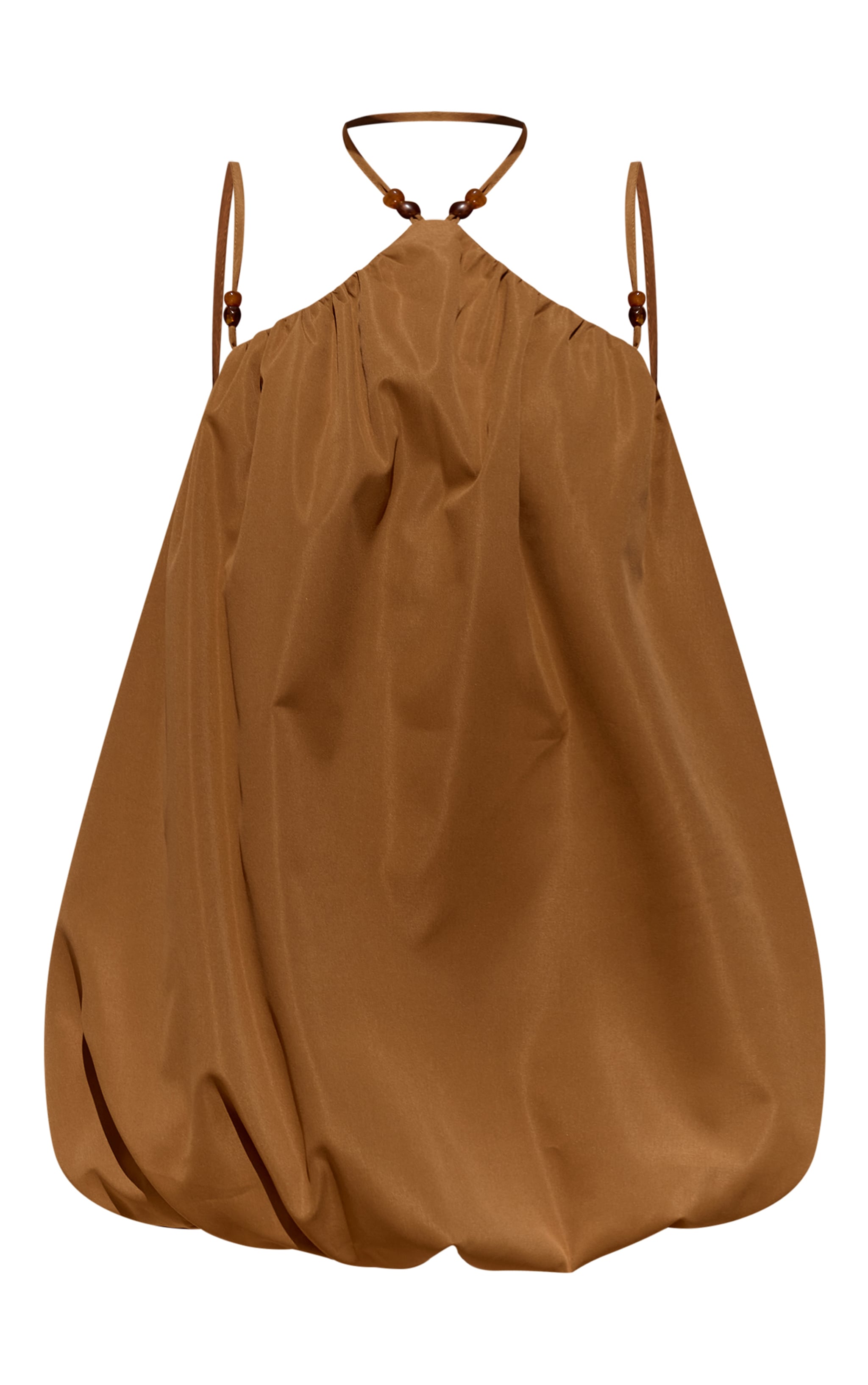 Dark Ochre Halterneck Bead Detail Puffball Dress image 5