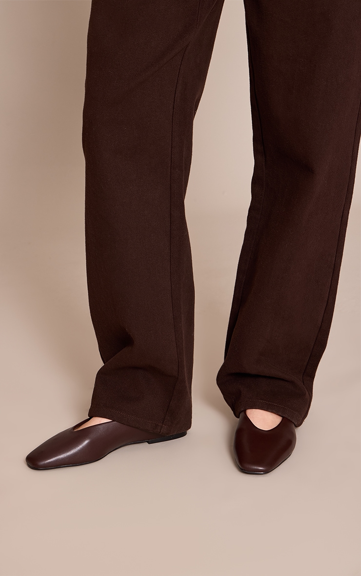 Chocolate PU Snip Toe Ballet Flat