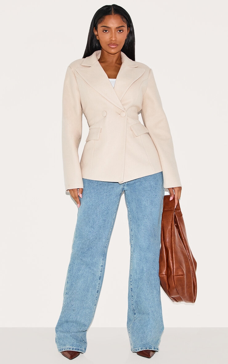 Shape Stone Wool Look Cinched Waist Blazer image 3