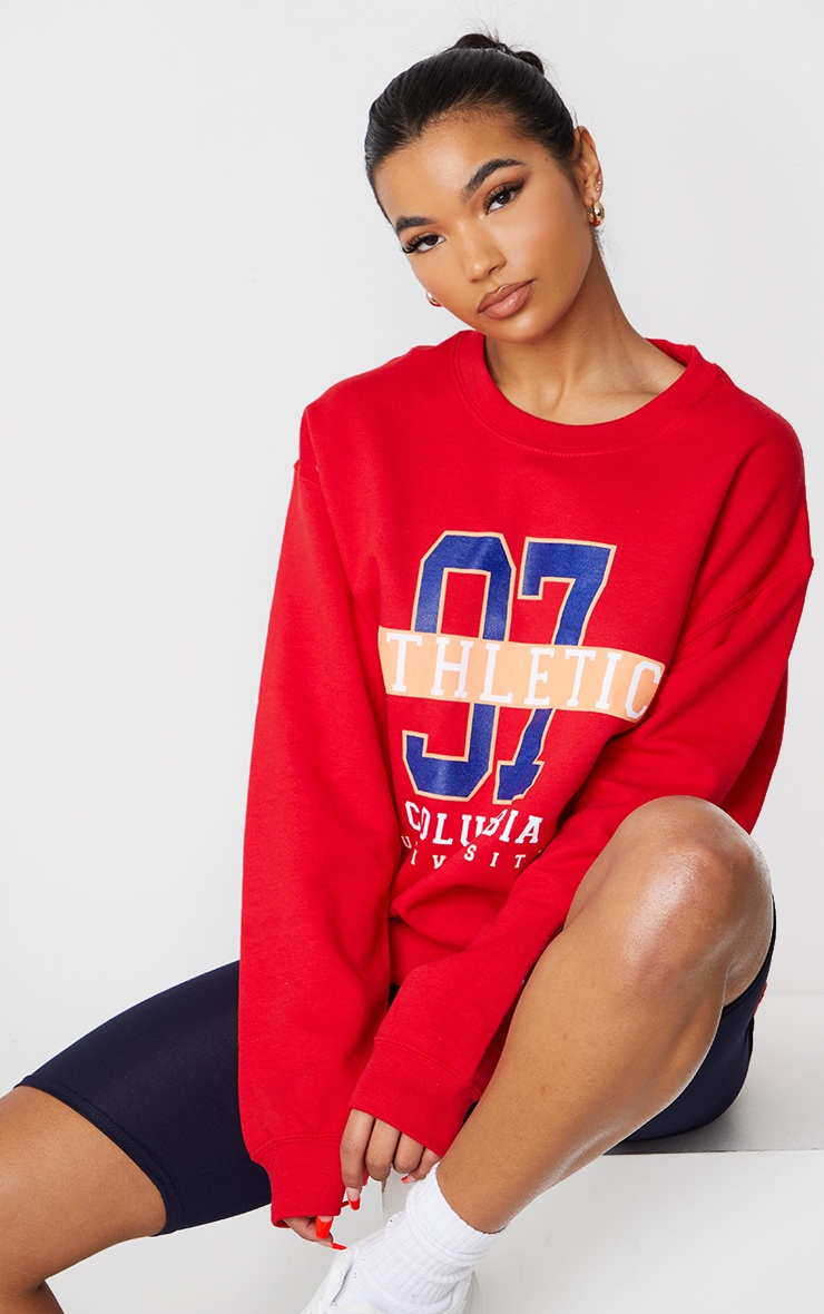 Red 97 Athletic Slogan Sweater