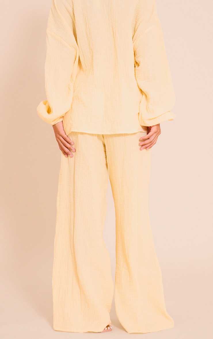 Petite Lemon Cheesecloth Textured Wide Leg Pant image 3