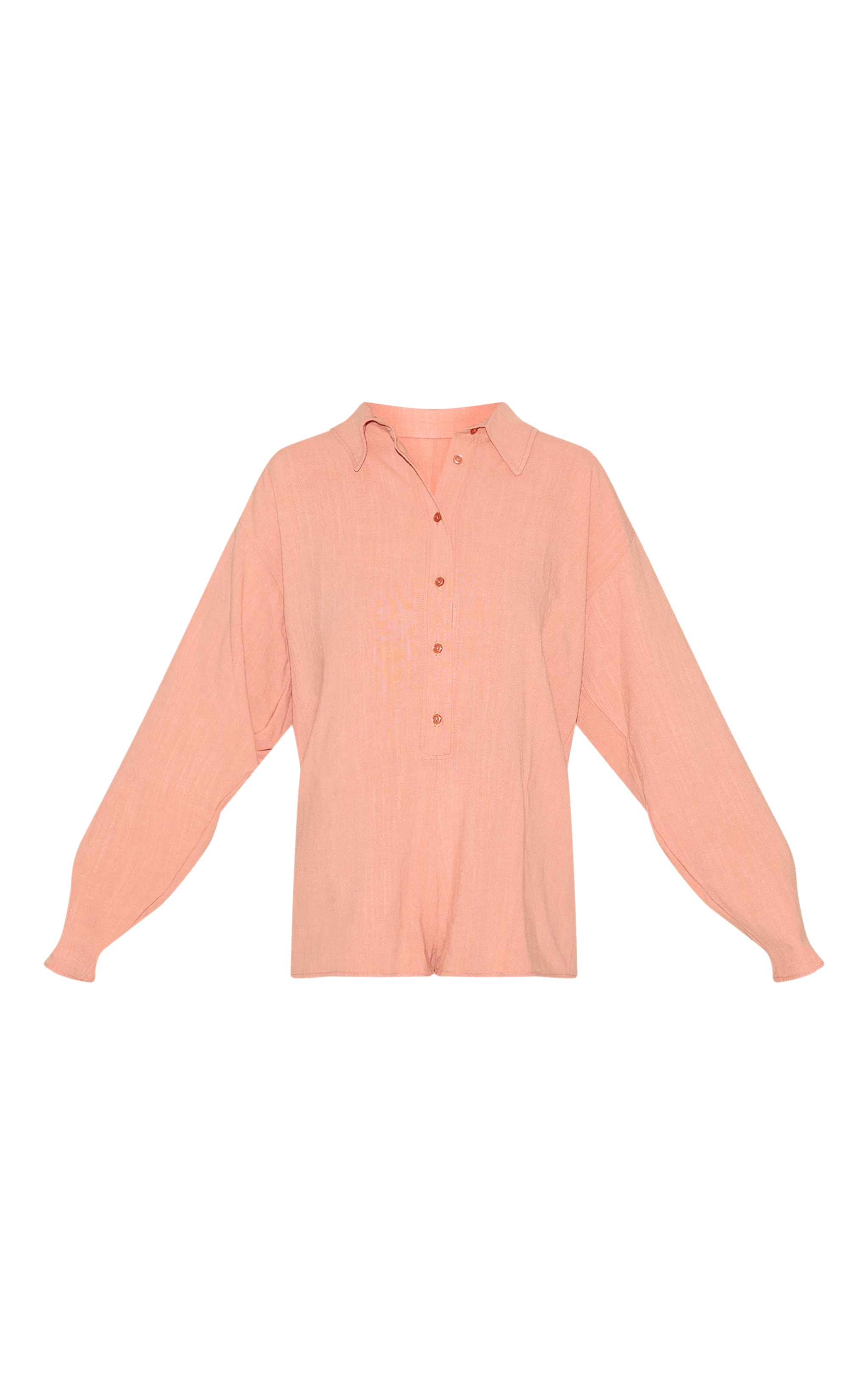 Peach Linen Look Floaty Shirt Detail Romper image 5