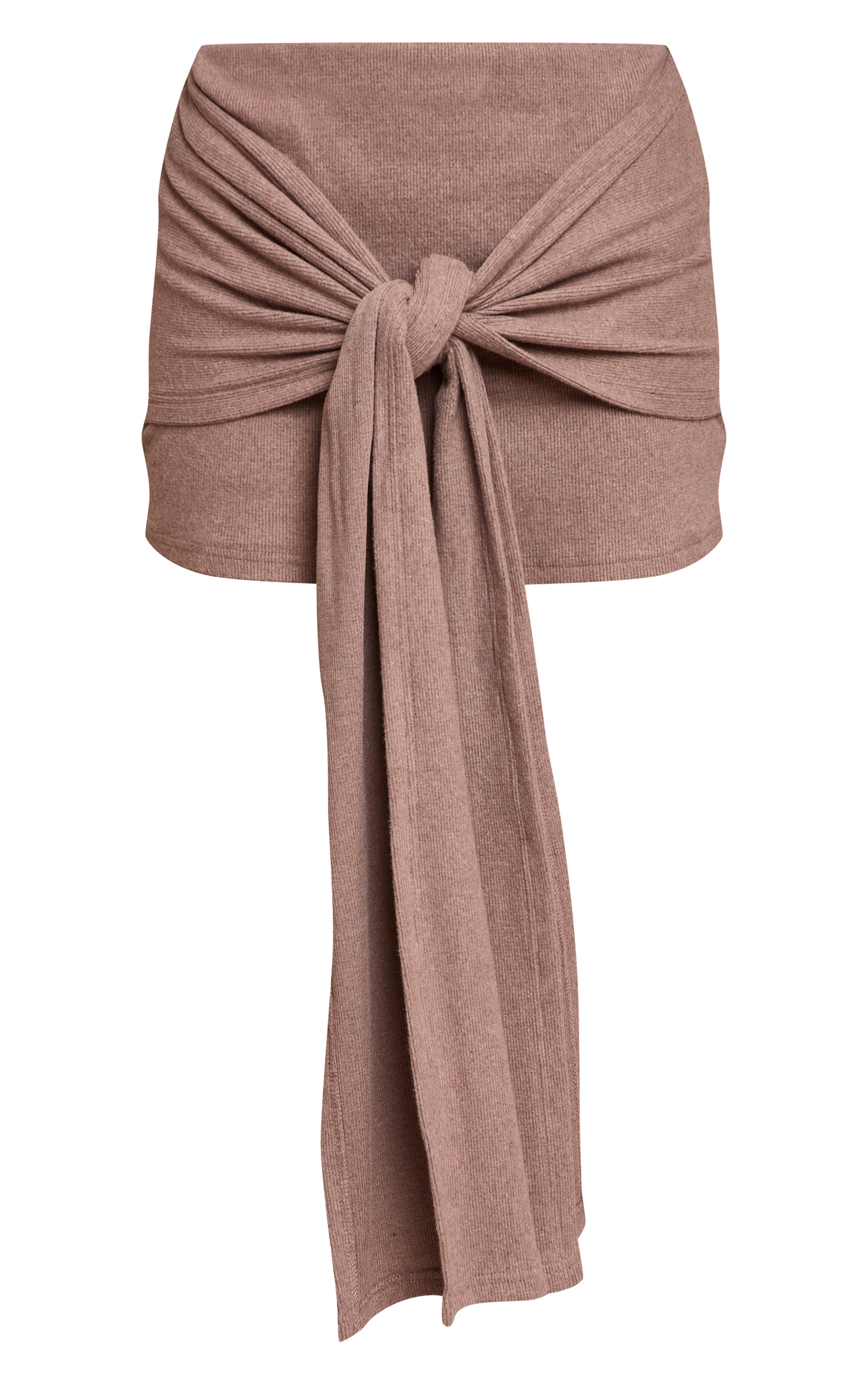 Mushroom Brushed Wrap Detail Mini Skirt image 6