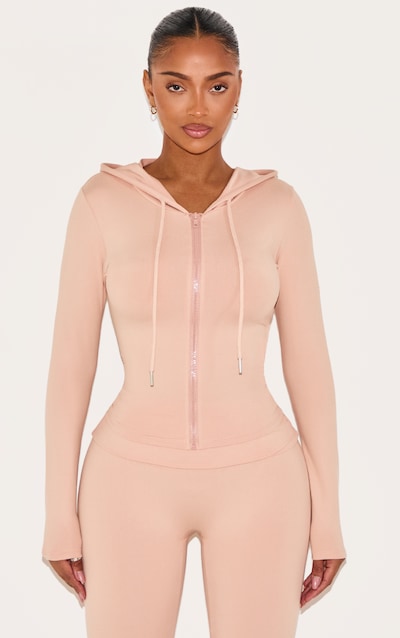 Shape Hoodie sculptant rose pâle à zip