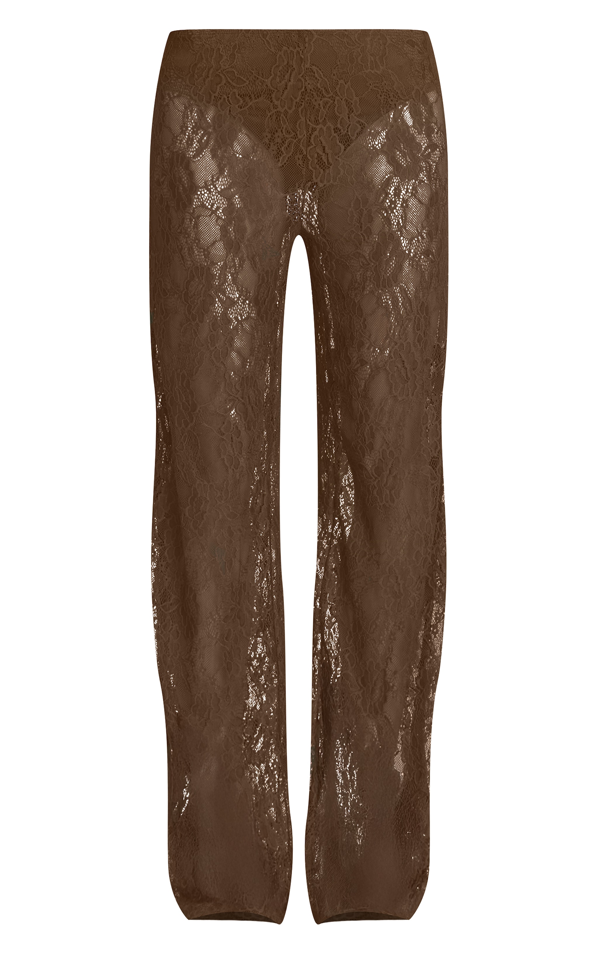 Dark Brown Lace Straight Leg Pants image 5