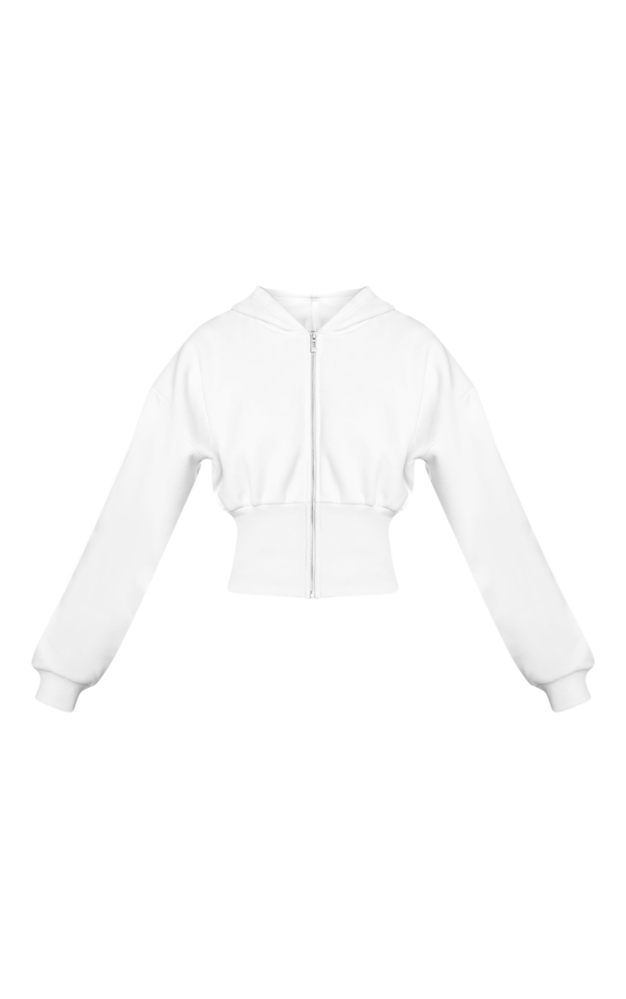 Veste cintrée en sweat crème à doublure en polaire et zip image 5
