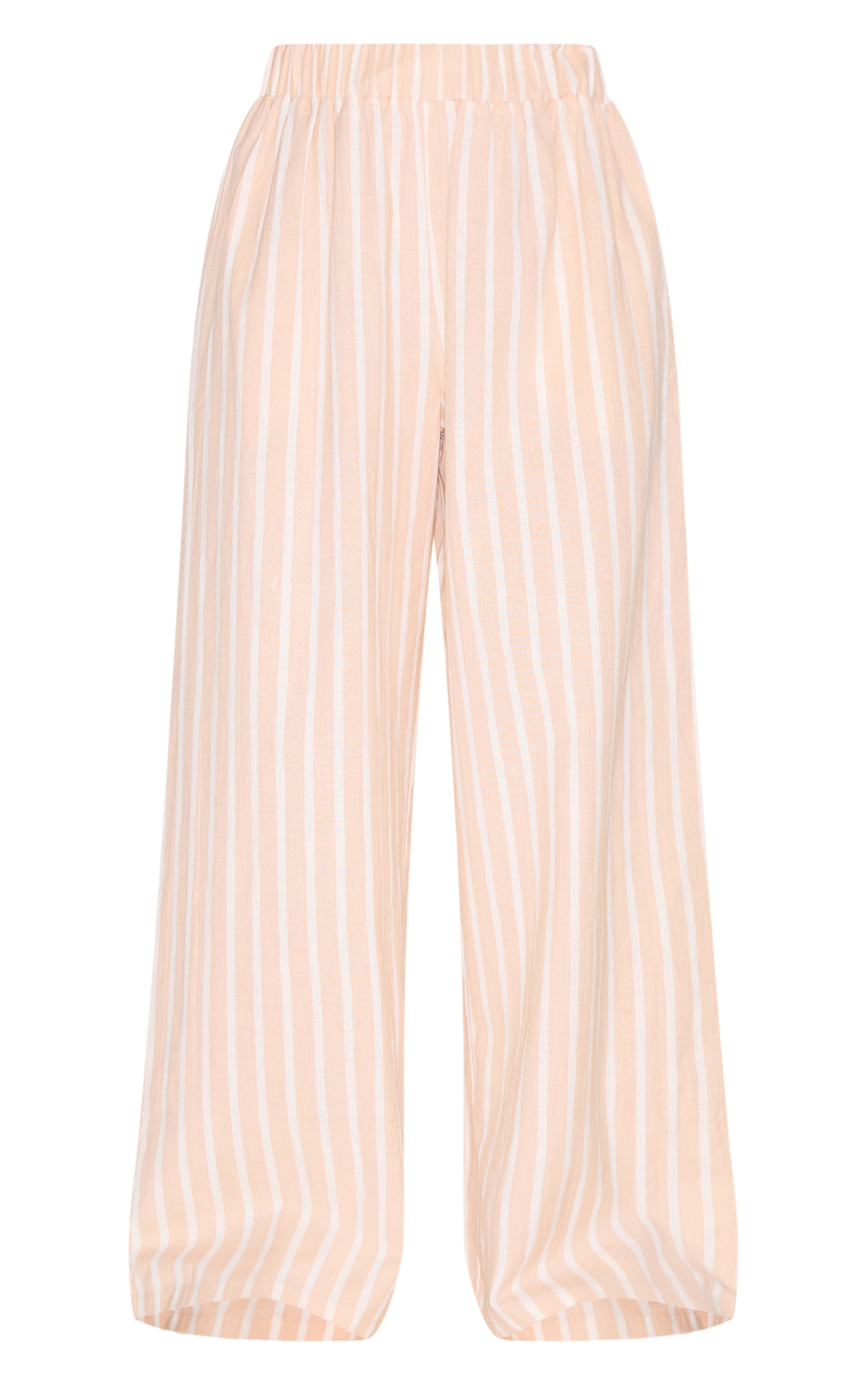 Petite Pantalon large fluide en effet lin gris pierre à fines rayures image 5