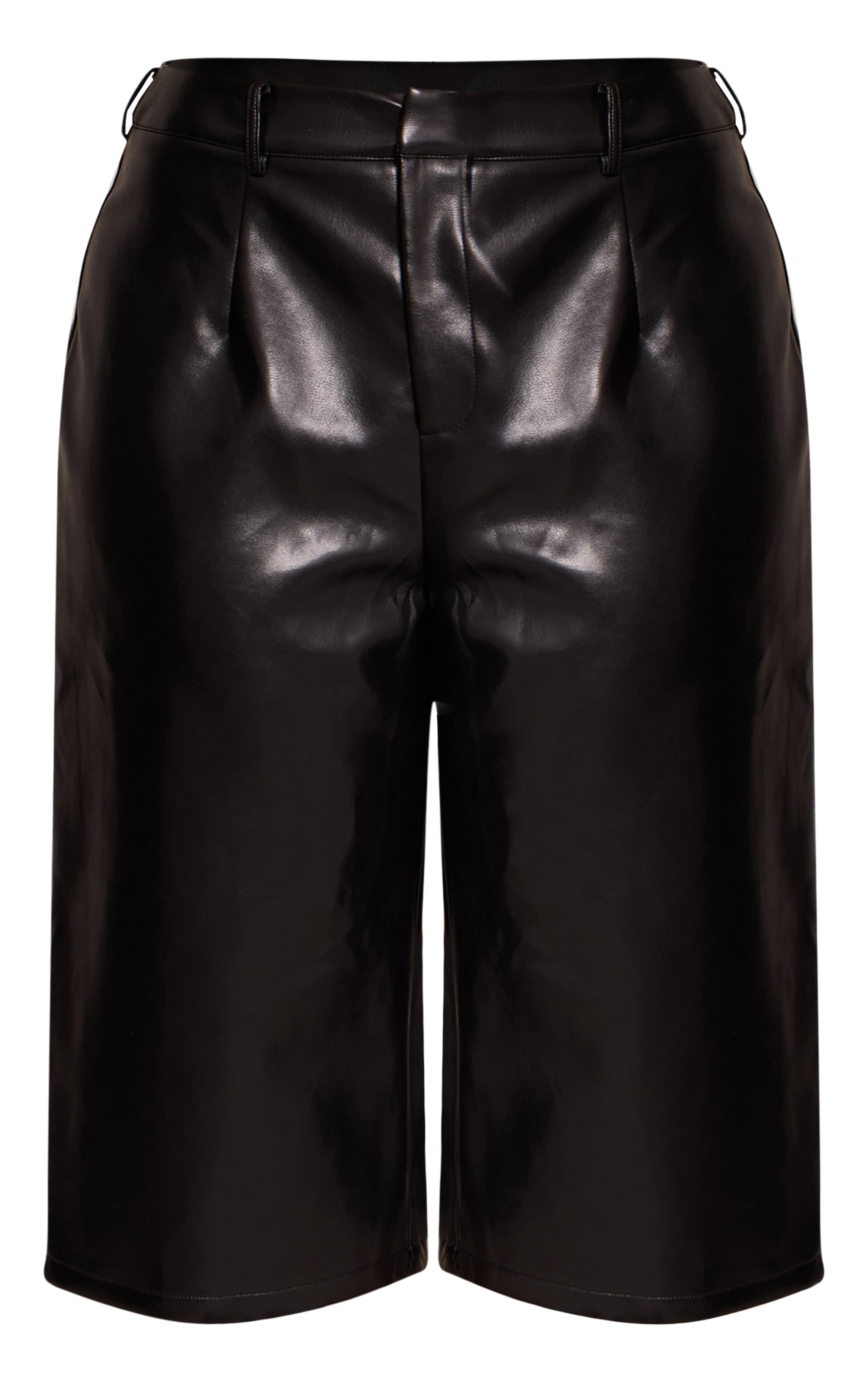 Shape Black Faux Leather Long Line Jorts image 6
