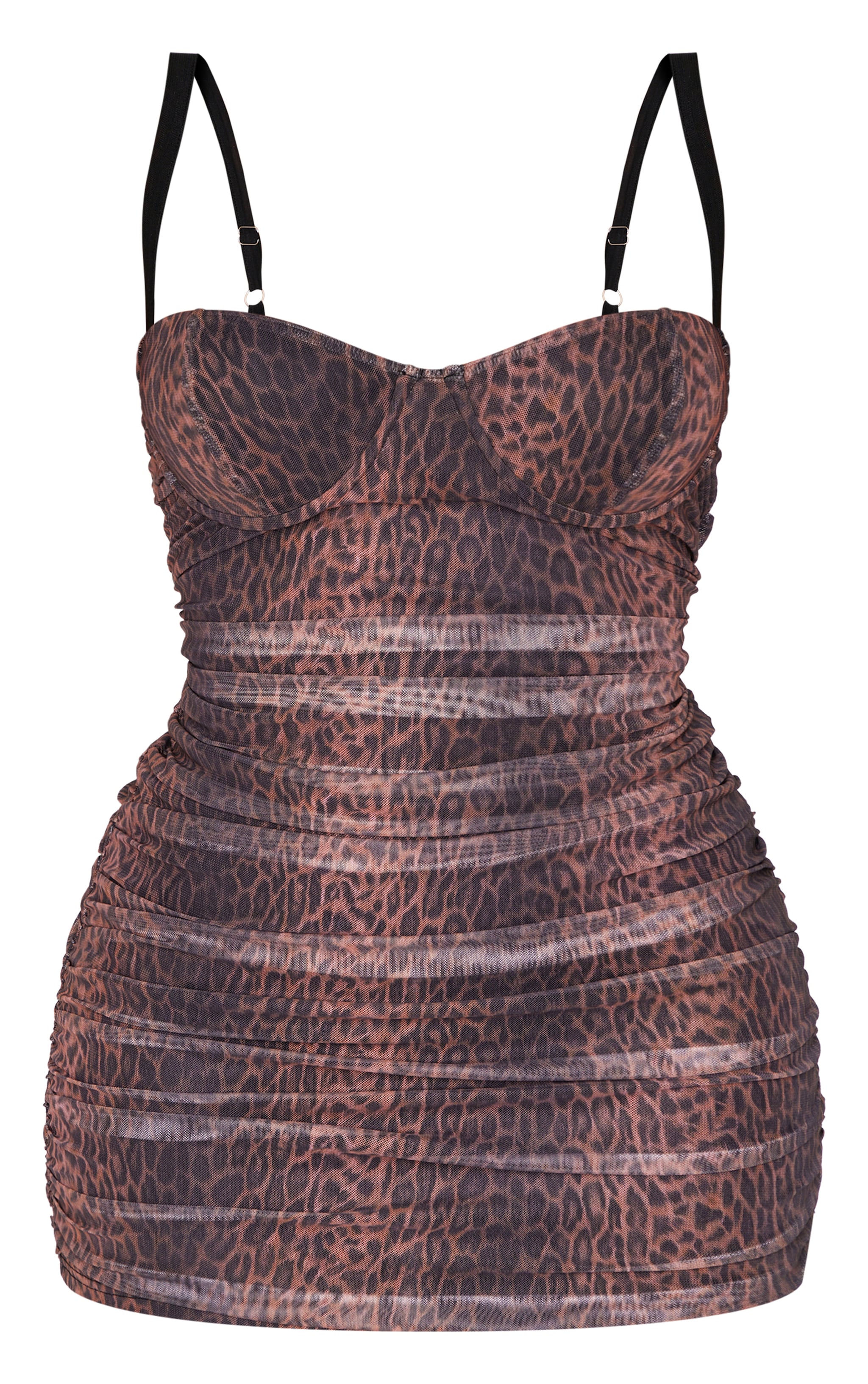 パーティードレス Leopard-print Ruched Dress Sweetheart Swing Dress in Wild Leopard Print | Vintage Dress