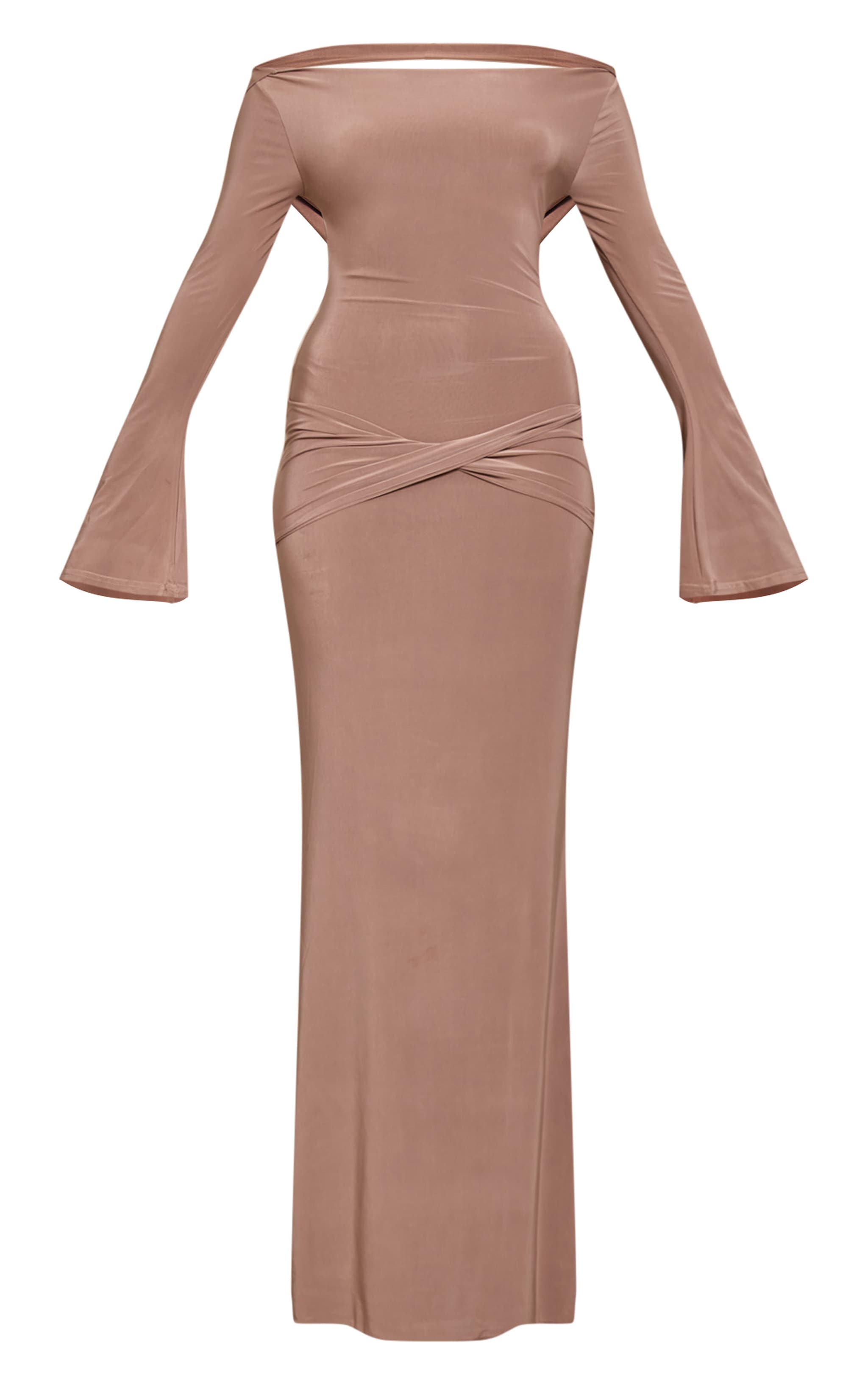 Mocha Double Slinky Twist Detail Maxi Dress image 5