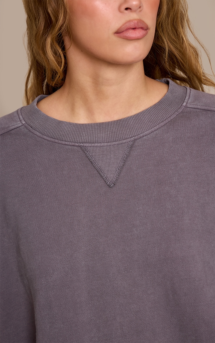 Charcoal Acid Washed Cross Stitch Sweatshirt image 4