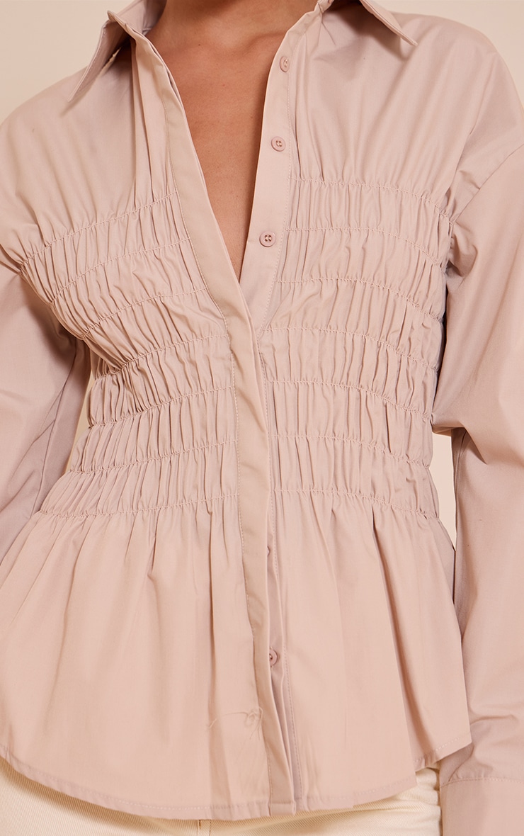 Stone Shirred Fitted Shirt image 4
