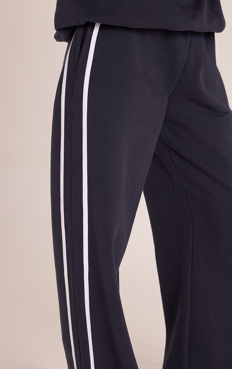 Navy PLT Tab Contrast Side Stripe Wide Leg Track Pants image 4