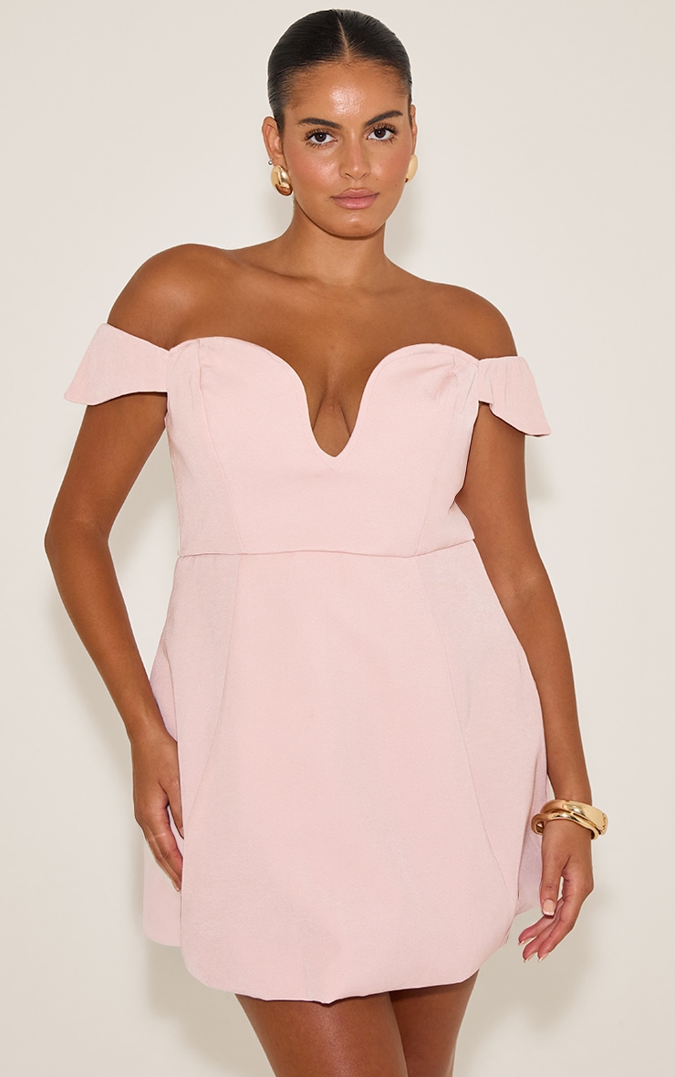 Plus Premium Pale Rose Wired Bardot Shift Dress image 1