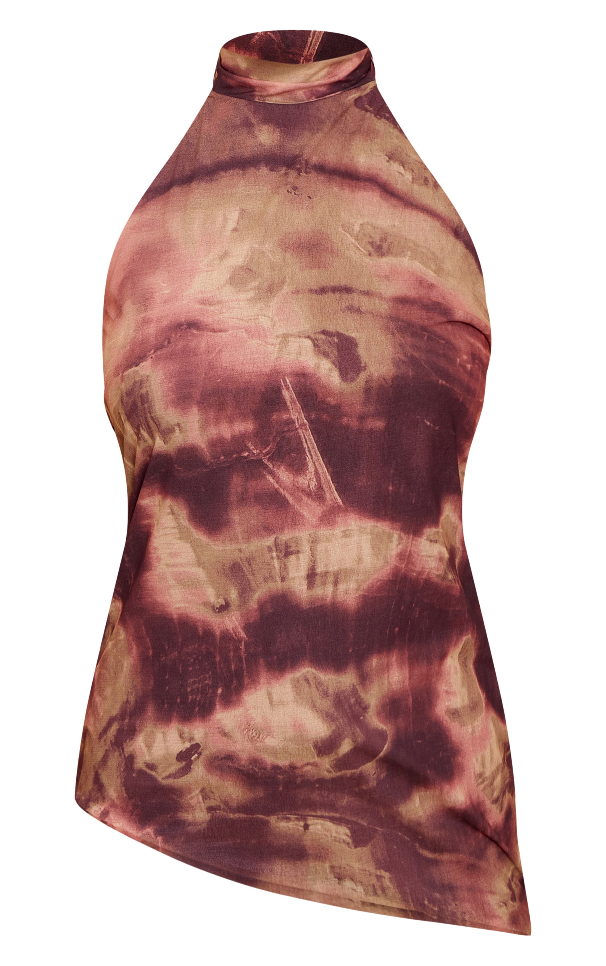Purple Abstract Print High Neck Asymmetric Top image 5