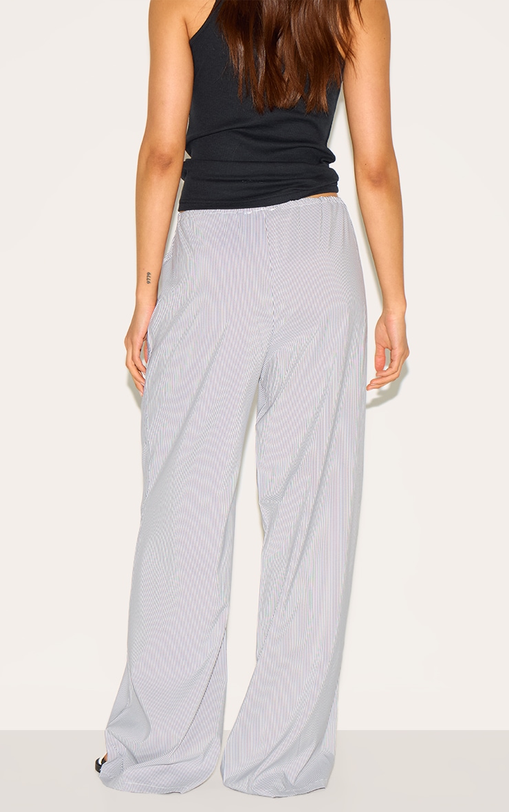 Pantalon taille basse noir à rayures fines et cordons ajustables image 3