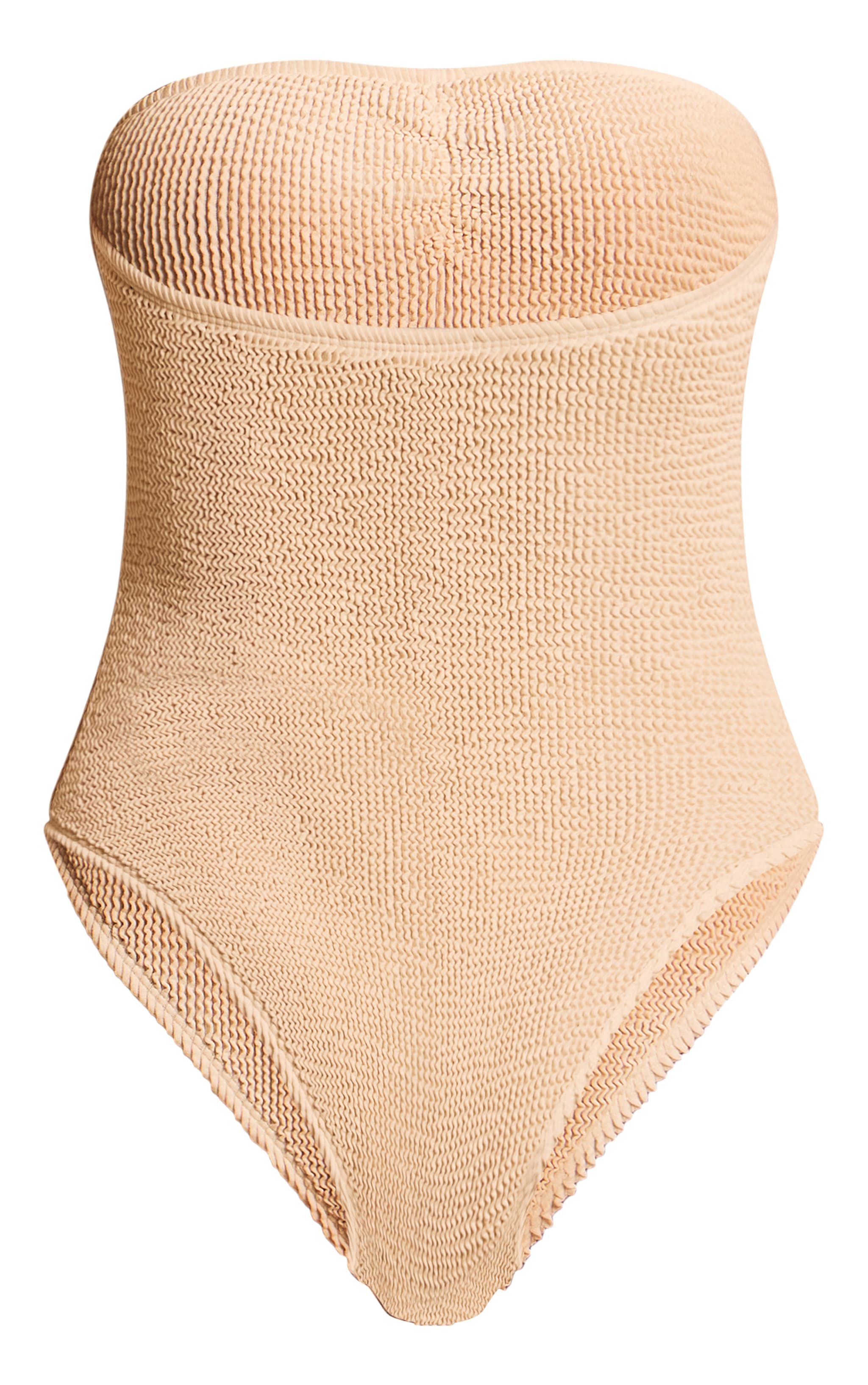 Cream Crinkle Bandeau Ruched Front Swimsuit image 6