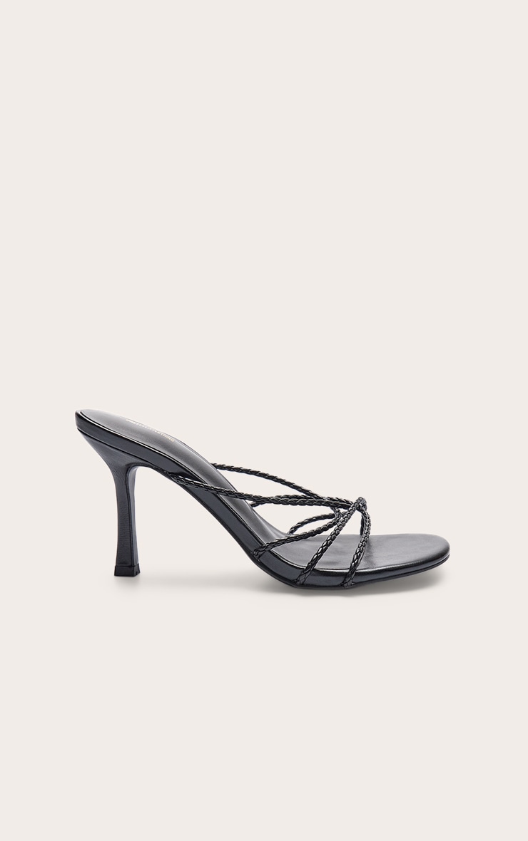 Black Pu Braided Strap Heeled Mule image 2