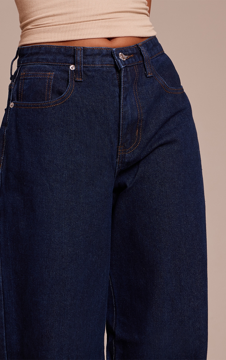 Indigo High Rise Split Hem Boyfriend Jeans image 4
