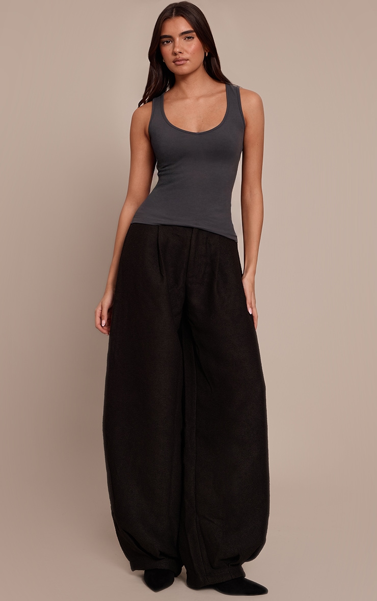 Charcoal Soft Cotton Plunge Neck Vest Top image 3