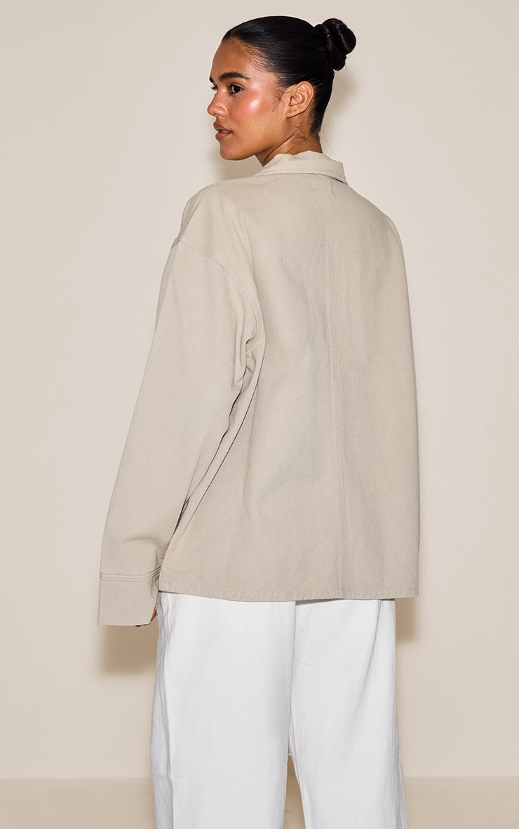 Stone Long Sleeve Oversized Denim Rugby Shirt image 2