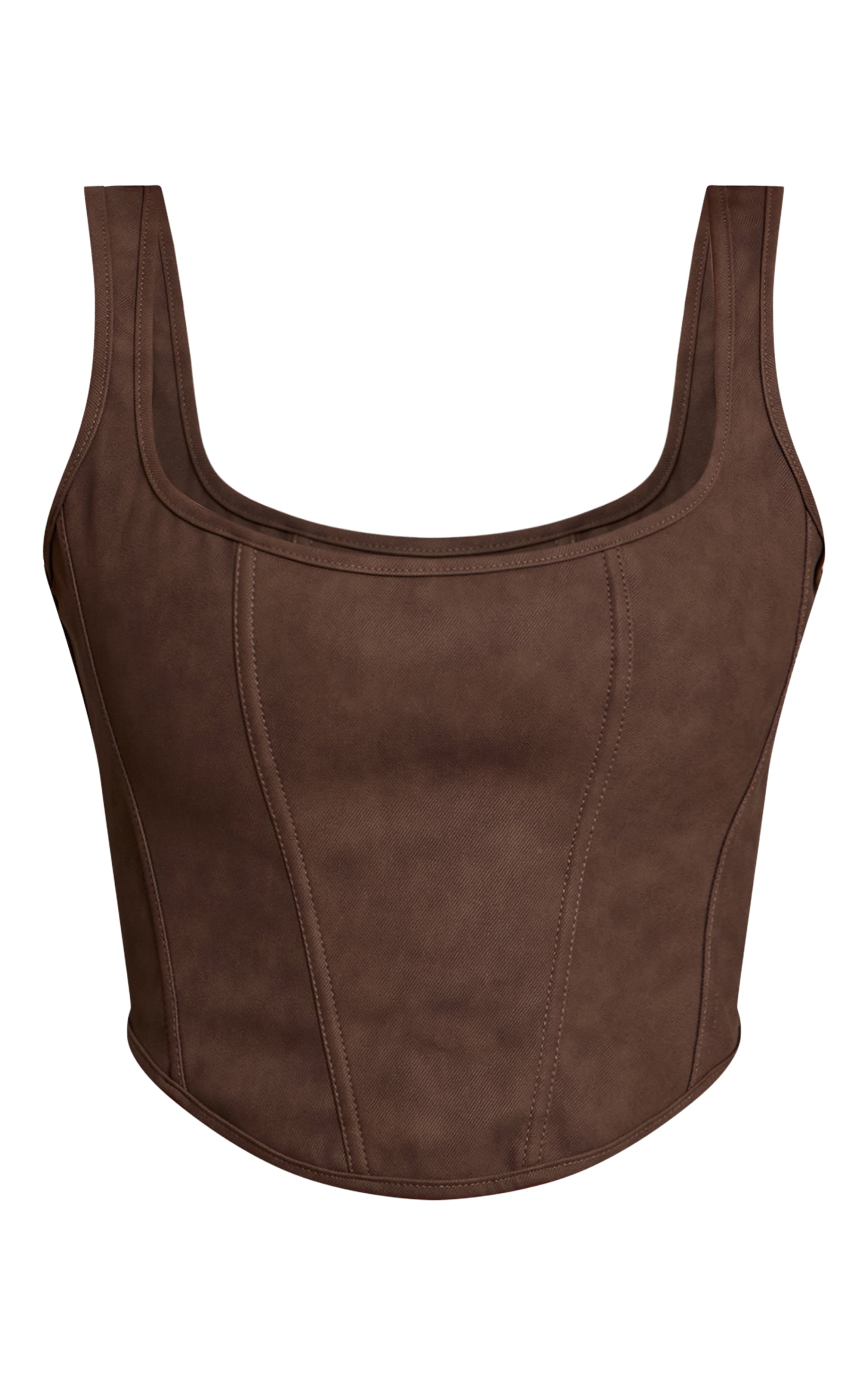 Corset tissé enduit gris champignon à col rond et lisérés structurants image 5