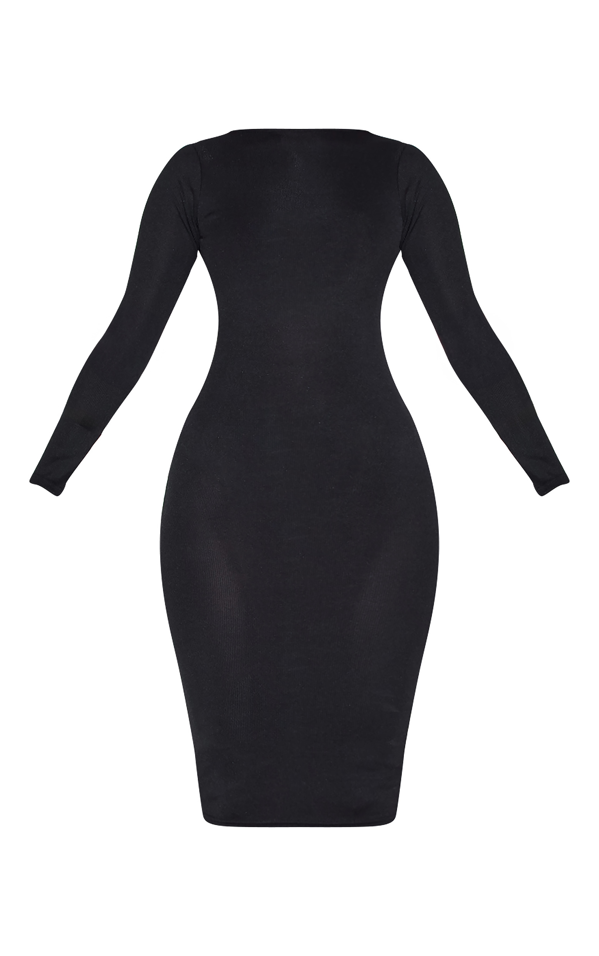 Black Basic Ribbed Long Sleeve Dress image 5