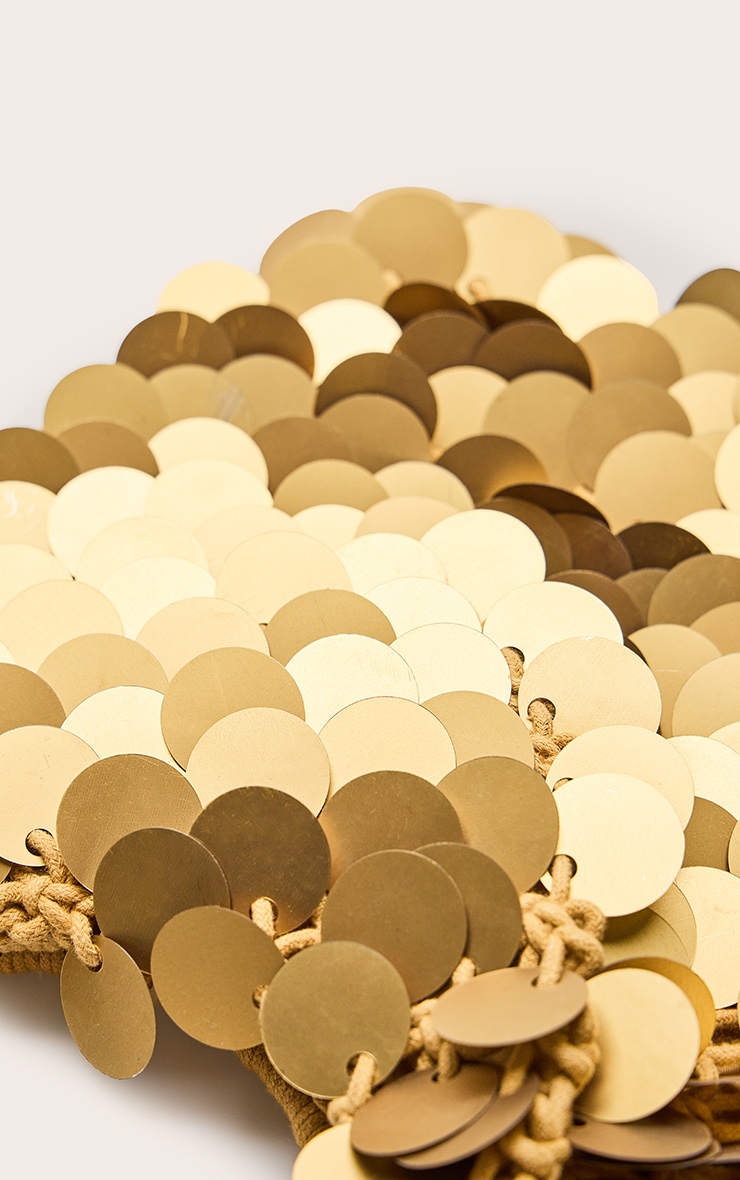 Gold Raffia Matte Sequin Handbag image 4