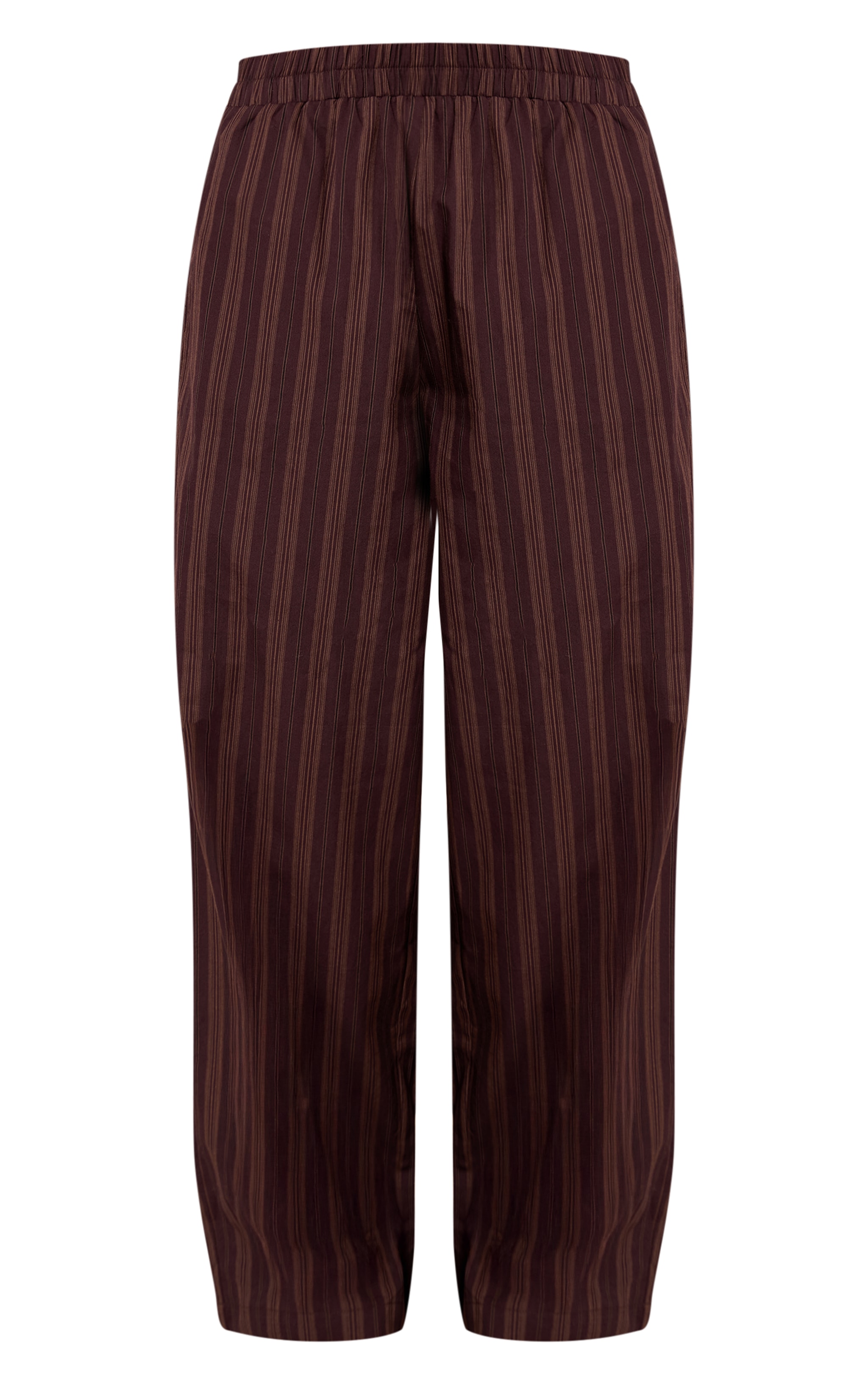 Dark Brown Woven Pinstriped Straight Leg Pant image 5