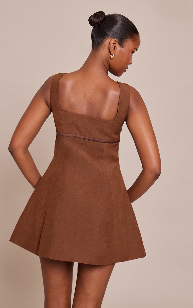 Robe droite tissée deluxe chocolat à détail ceinture image 2