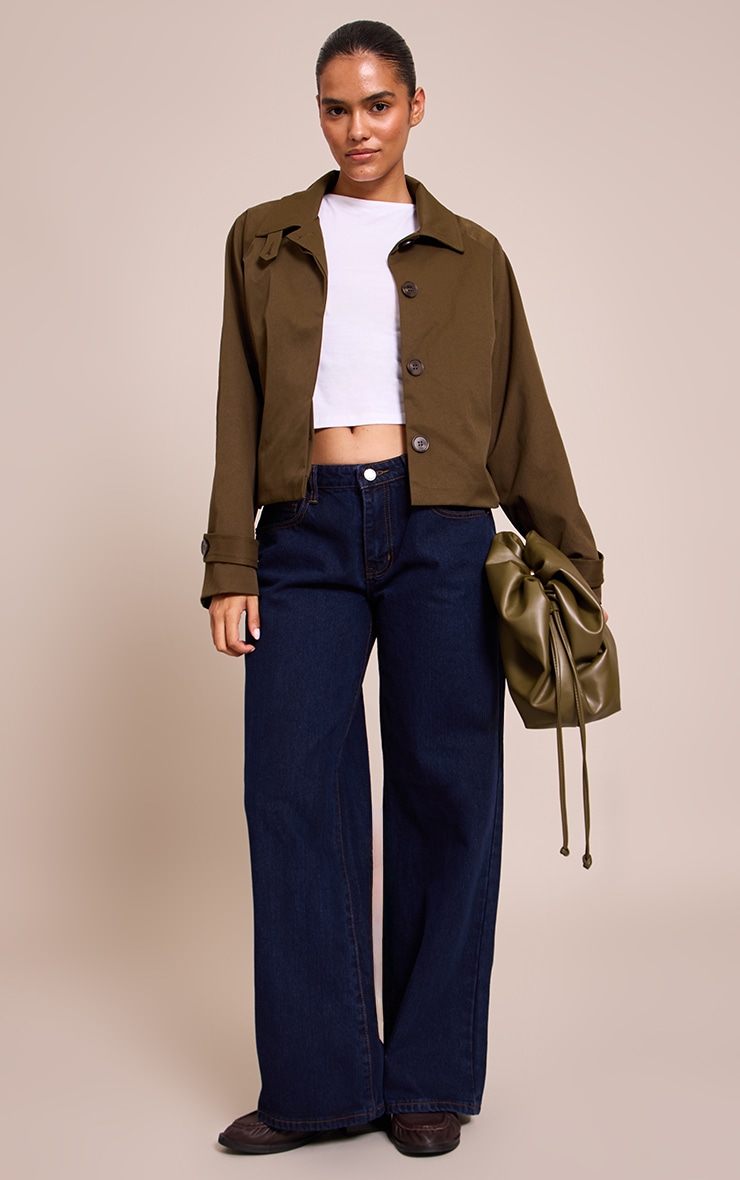 Khaki Long Sleeve Trench Style Jacket image 3
