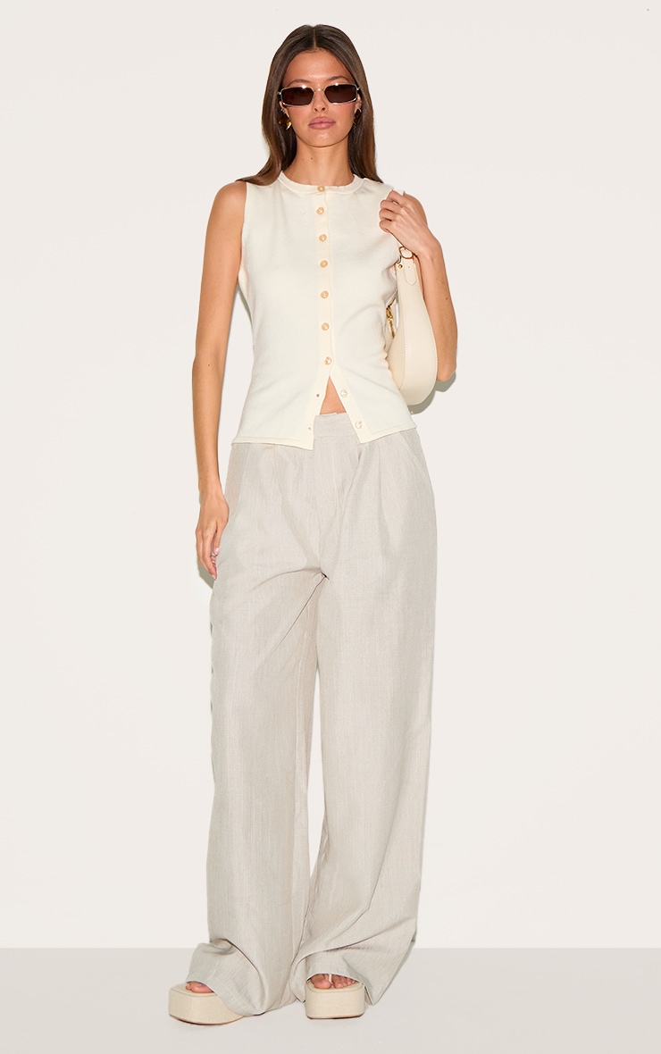 Cream Button Through Sleeveless Top image 3