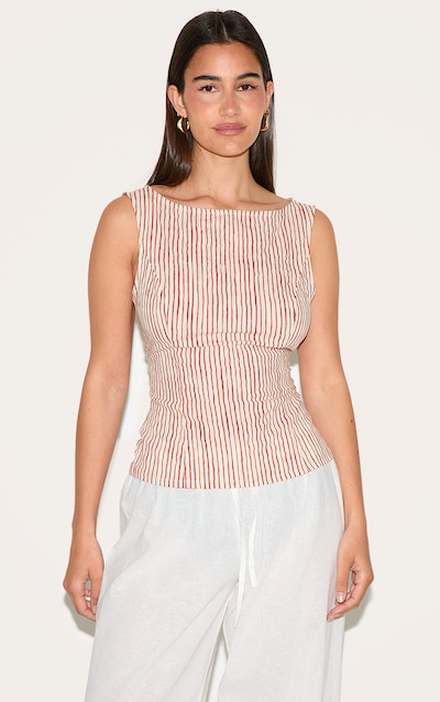 Red Striped Long Top